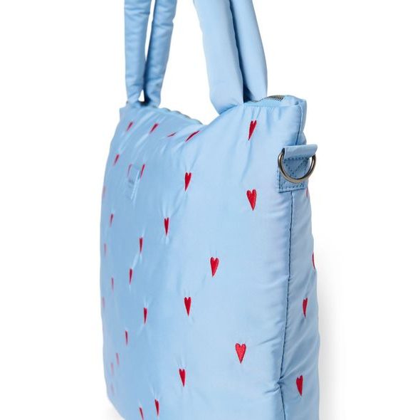 STUDIO NOOS PUFFY DIAPER BAG PŘEBALOVACÍ TAŠKA LIGHT BLUE HEARTS - PŘEBALOVACÍ TAŠKY - KOČÁRKY A PŘÍSLUŠENSTVÍ