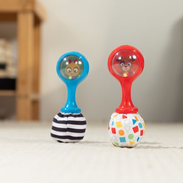 BABY EINSTEIN HRAČKA CHRASTÍTKO SHAKE & GROOVE™ 2KS, 0M+ - MOTORICKÉ A HUDEBNÍ - PRO DĚTI