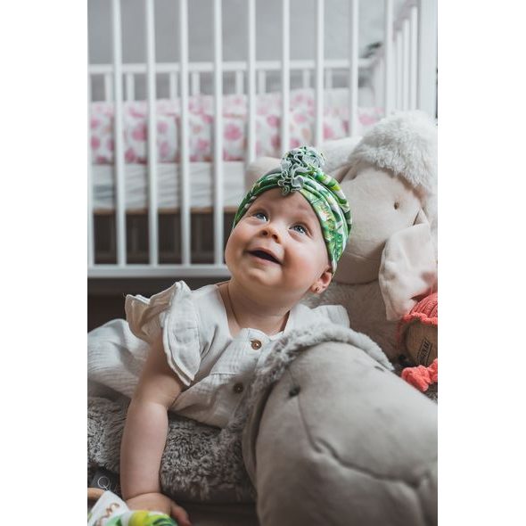 ENIE BABY TURBAN - DĚTSKÁ ČEPICE 0-3M TROPICAL LEAVES - ČEPIČKY A KLOBOUČKY - PRO DĚTI