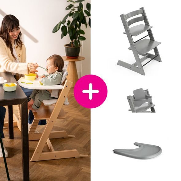 STOKKE® TRIPP TRAPP® + BABY SET + PULT ZVÝHODNĚNÁ SADA - JÍDELNÍ ŽIDLIČKY DŘEVĚNÉ - KRMENÍ