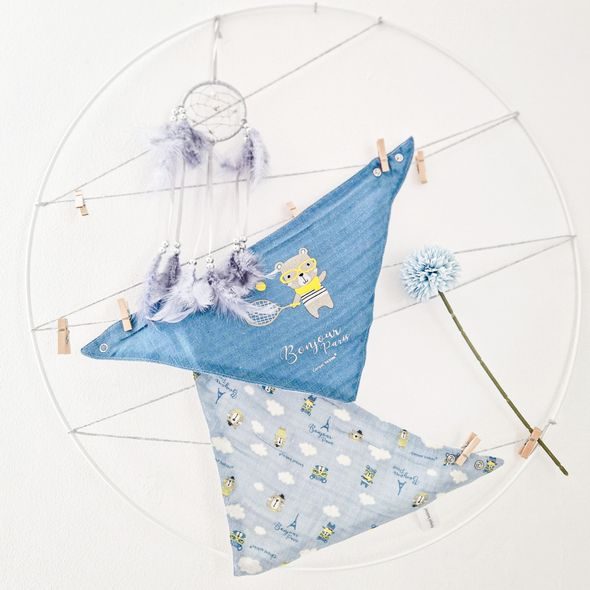 CANPOL BABIES MUŠELÍNOVÝ SLINTÁČEK BONJOUR PARIS 2KS MODRÝ - BRYNDÁKY - KRMENÍ