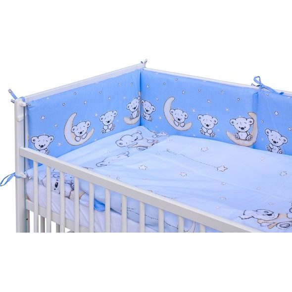 SCARLETT DĚTSKÁ POSTÝLKA S KOMPLETNÍ VÝBAVOU SCARLETT 120 X 60 CM - TORO - MODRÁ - DŘEVĚNÉ POSTÝLKY - SPINKÁNÍ