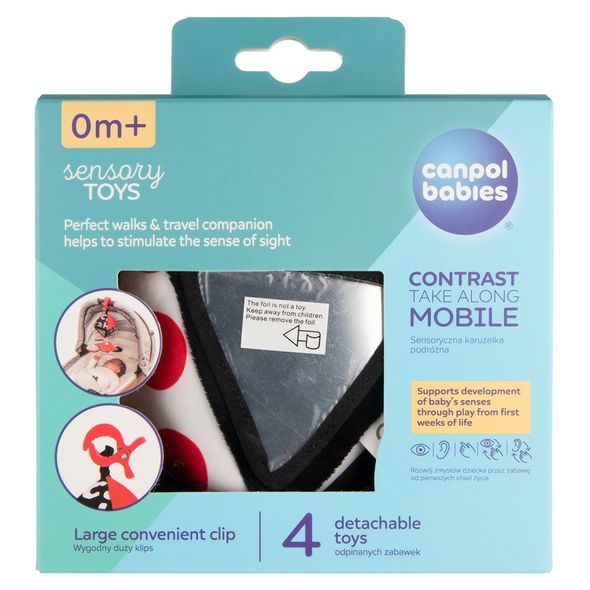 CANPOL BABIES KONTRASTNÍ ZÁVĚSNÁ HRAČKA S KLIPEM SENSORY - HRAČKY K ZAVĚŠENÍ - PRO DĚTI