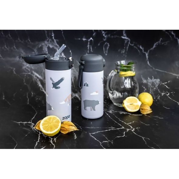 ZOPA TERMOSKA NA TEKUTINY S BRČKEM A SILIKONOVÝM DRŽÁKEM 350 ML - TERMOOBALY A TERMOSKY - KRMENÍ