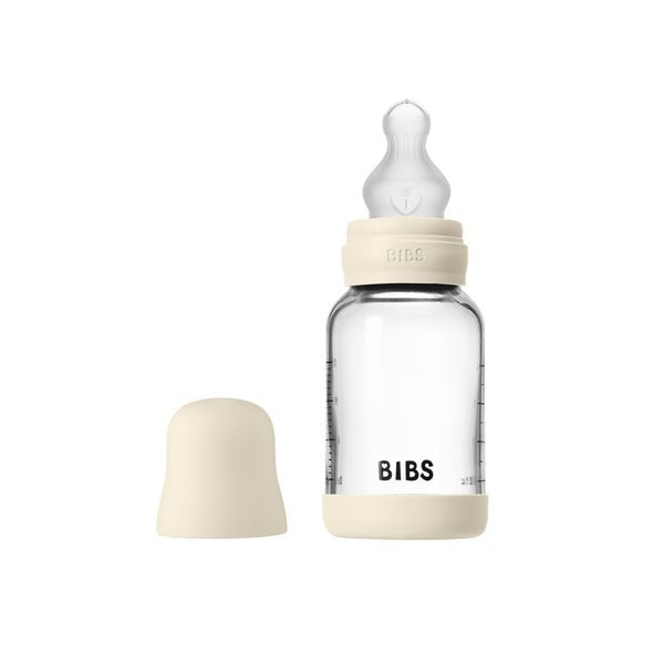 BIBS ANTIKOLIKOVÁ SKLENENÁ FĽAŠA SO SILIKÓNOVÝM CUMLÍKOM 120ML - KOJENECKÉ LAHVE - KRMENÍ