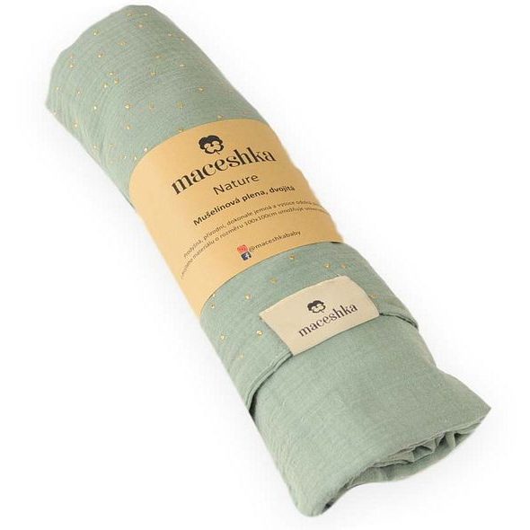 MACESHKA MUŠELÍNOVÁ PLENA NATURE SE ZLATÝM PUNTÍKEM - ZAVINOVACÍ PLENY / OSUŠKY VELKÉ - PŘEBALOVÁNÍ