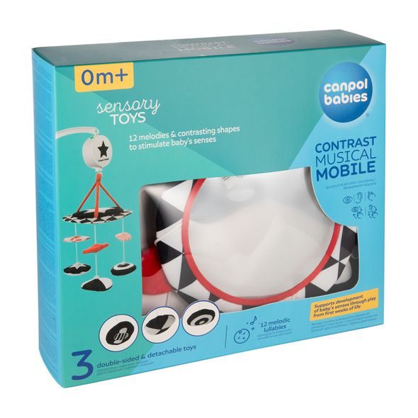 CANPOL BABIES KONTRASTNÍ PLYŠOVÝ KOLOTOČ S MELODIEMI SENSORY - KOLOTOČE NA POSTÝLKU - PRO DĚTI