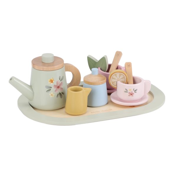 LITTLE DUTCH ČAJOVÝ SET DŘEVĚNÝ S KVĚTINOVÝM POTISKEM - LITTLE DUTCH - PRO DĚTI