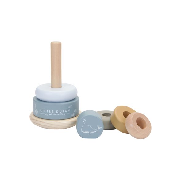 LITTLE DUTCH NASAZOVACÍ KROUŽKY DŘEVĚNÉ OCEAN BLUE - MOTORICKÉ A HRY - PRO DĚTI