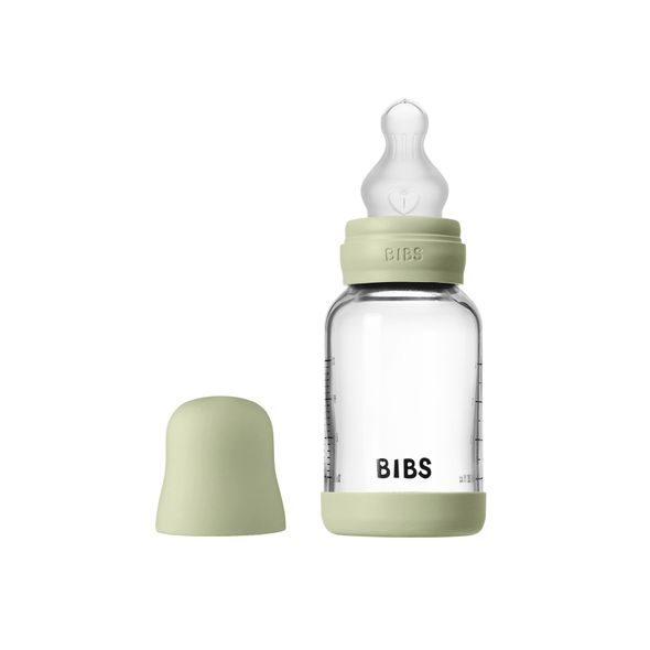BIBS ANTIKOLIKOVÁ SKLENENÁ FĽAŠA SO SILIKÓNOVÝM CUMLÍKOM 120ML - KOJENECKÉ LAHVE - KRMENÍ