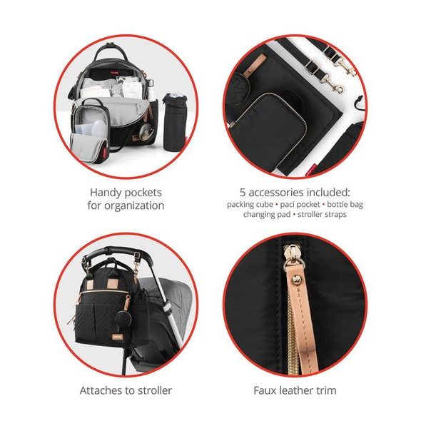 SKIP HOP TAŠKA PŘEBALOVACÍ/BATOH 6V1 SUITE SET BLACK - PŘEBALOVACÍ TAŠKY - KOČÁRKY A PŘÍSLUŠENSTVÍ