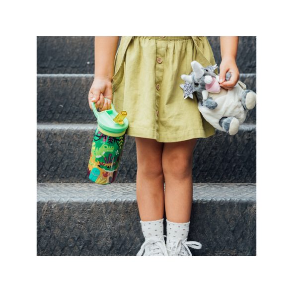 QUOKKA NEREZOVÁ TERMOLÁHEV S PÍTKEM POP KIDS DINOSAURUS JUNGLE 445 ML - SPORTOVNÍ LAHVE - KRMENÍ