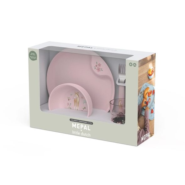 LITTLE DUTCH DĚTSKÁ JÍDELNÍ SADA 6-DÍLNÁ FAIRY GARDEN - MISKY, TALÍŘKY A PODLOŽKY - KRMENÍ