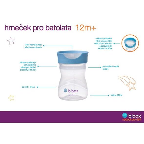 B.BOX UNIVERZÁLNÍ SADA NA PITÍ 3V1, 240 ML - MODRÁ - DĚTSKÉ HRNEČKY - KRMENÍ