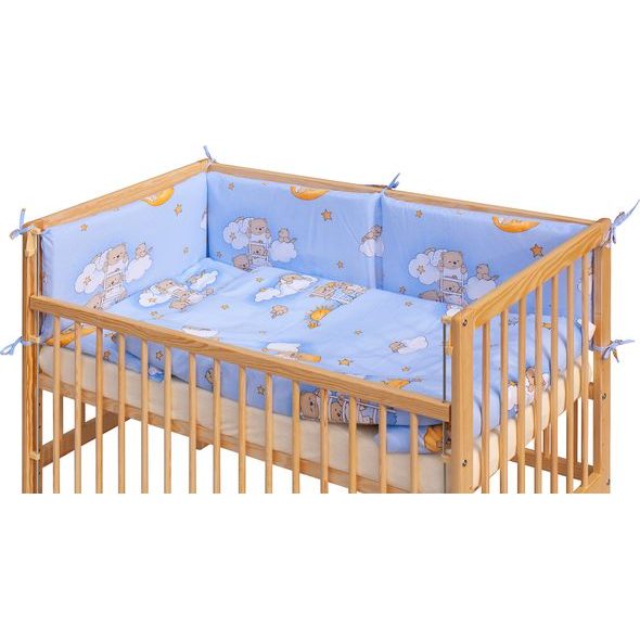 SCARLETT DĚTSKÁ POSTÝLKA S KOMPLETNÍ VÝBAVOU SCARLETT 120 X 60 CM - MRÁČEK - MODRÁ - DŘEVĚNÉ POSTÝLKY - SPINKÁNÍ