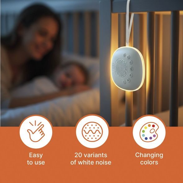 ZOPA PŘENOSNÝ USÍNACÍ MODUL PREMIUM S LED SVĚTLEM, BÍLÝM ŠUMEM A ZVUKY - NOČNÍ SVĚTLA - SPINKÁNÍ