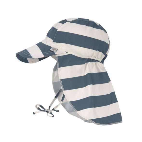 LÄSSIG SPLASH SUN PROTECTION FLAP HAT BLOCK STR.MILKY/BLUE 3-6M - ČEPIČKY A KLOBOUČKY - PRO DĚTI