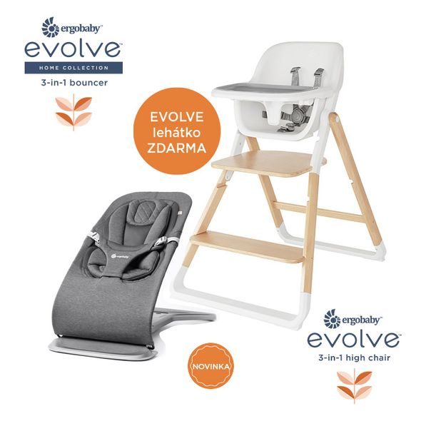 ERGOBABY EVOLVE JÍDELNÍ ŽIDLE 2V1 NATURAL WOOD + ZDARMA LEHÁTKO CHARCHOAL GREY - JÍDELNÍ ŽIDLIČKY DŘEVĚNÉ - KRMENÍ