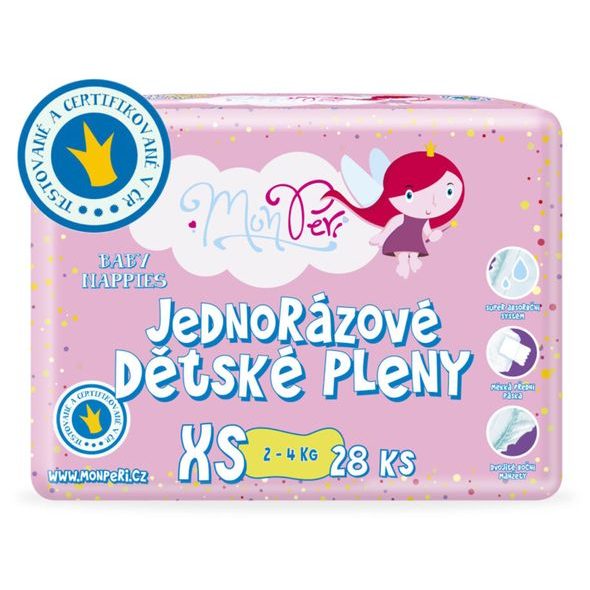 MONPERI PLENY XS - 28KS - JEDNORÁZOVÉ PLENY - PŘEBALOVÁNÍ