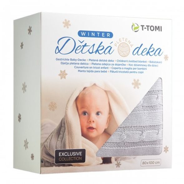 T-TOMI PLETENÁ DEKA WINTER S HŘEJIVÝM BERÁNKEM - DĚTSKÉ DEKY PRO MIMINKA - SPINKÁNÍ