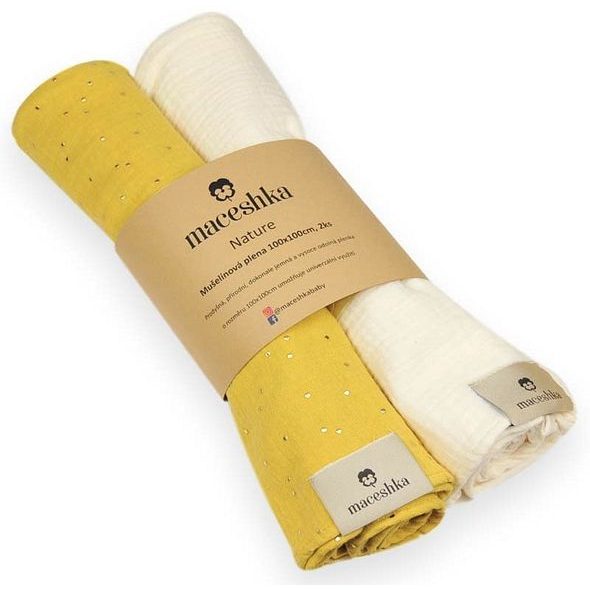 MACESHKA MUŠELÍNOVÁ PLENA NATURE 2KS - ZAVINOVACÍ PLENY / OSUŠKY VELKÉ - PŘEBALOVÁNÍ
