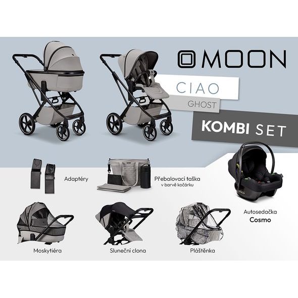 MOON CIAO KOMBI SET - GHOST - KOMBINACE S PŘÍSLUŠENSTVÍM - KOČÁRKY A PŘÍSLUŠENSTVÍ