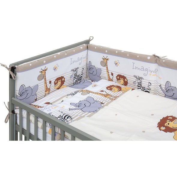 SCARLETT DĚTSKÁ POSTÝLKA S KOMPLETNÍ VÝBAVOU SCARLETT ZOO - 120 X 60 CM - BÉŽOVÁ - DŘEVĚNÉ POSTÝLKY - SPINKÁNÍ