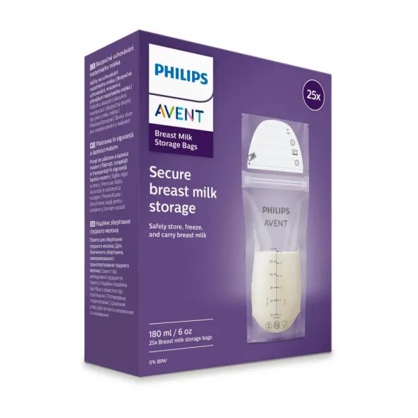 PHILIPS AVENT SÁČKY NA MATEŘSKÉ MLÉKO 180 ML, 25 KS - USKLADNĚNÍ MATEŘSKÉHO MLÉKA - KRMENÍ