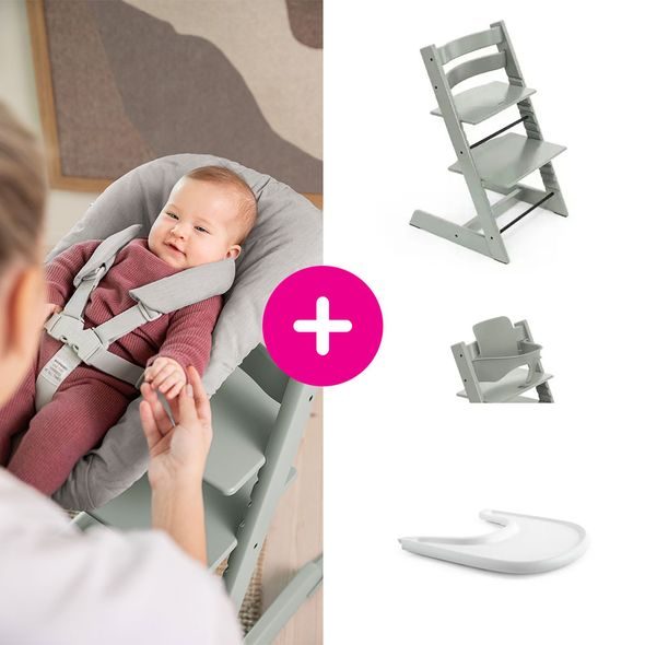 STOKKE® TRIPP TRAPP® + BABY SET + PULT ZVÝHODNĚNÁ SADA - JÍDELNÍ ŽIDLIČKY DŘEVĚNÉ - KRMENÍ