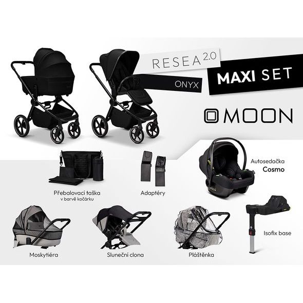 MOON RESEA 2.0 MAXI SET - ONYX - KOMBINACE S PŘÍSLUŠENSTVÍM - KOČÁRKY A PŘÍSLUŠENSTVÍ
