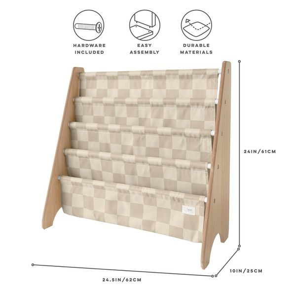 3 SPROUTS STOJAN NA KNÍŽKY RECYCLED CHECKERBOARD/BEIGE - DEKORACE A POLIČKY - SPINKÁNÍ