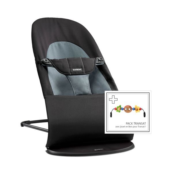 BABYBJÖRN LEHÁTKO BALANCE SOFT BLACK/DARK GREY COTTON S HRAČKOU GOOGLY EYES - LEHÁTKA A HOUPADLA - SPINKÁNÍ