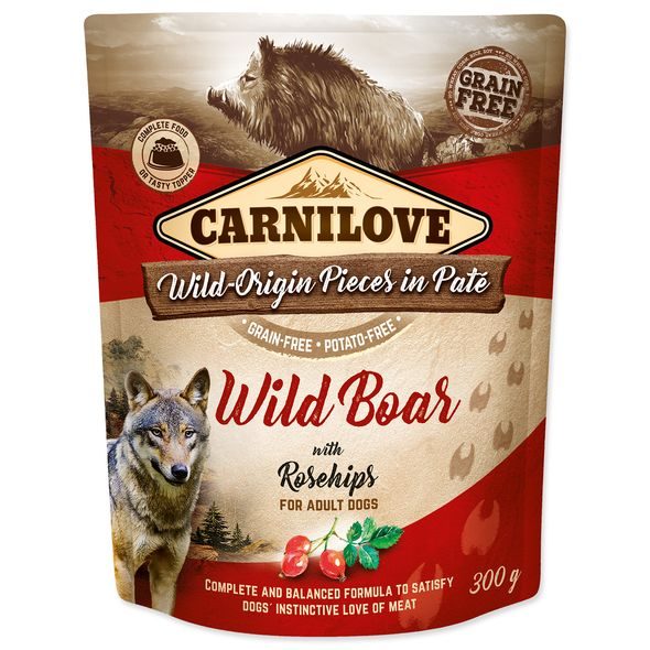 CARNILOVE DOG POUCH PATÉ WILD BOAR WITH ROSEHIPS 300 G - KAPSIČKY PRO PSY - CHOVATELSKÉ POTŘEBY MALVÍKZOO