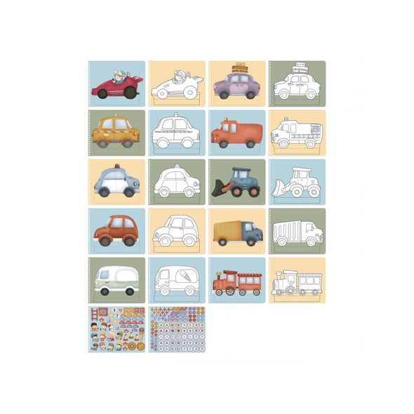 LITTLE DUTCH KNIHA S VYSTŘIHOVACÍMI AUTY JIM - VÝTVARNÉ POMŮCKY A HRAČKY - PRO DĚTI