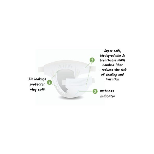 BAMBOOLOVE PLENY JEDNORÁZOVÉ BAMBUS VEL. XS 2-4 KG 27 KS - JEDNORÁZOVÉ PLENY - PŘEBALOVÁNÍ