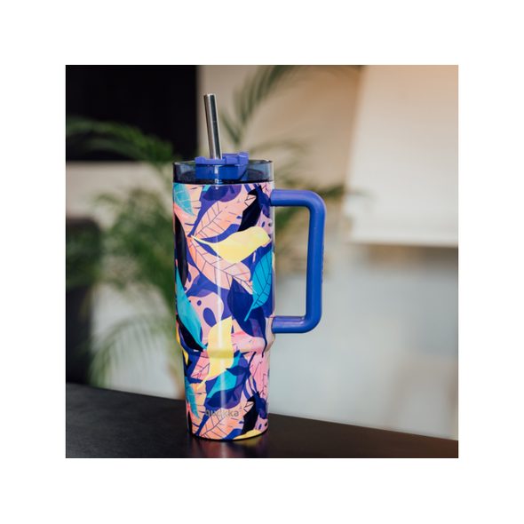 QUOKKA NEREZOVÝ TERMOHRNEK S BRČKEM VIBE MIDNIGHT FOREST 880 ML - SPORTOVNÍ LAHVE - KRMENÍ