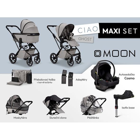 MOON CIAO MAXI SET - GHOST - KOMBINACE S PŘÍSLUŠENSTVÍM - KOČÁRKY A PŘÍSLUŠENSTVÍ