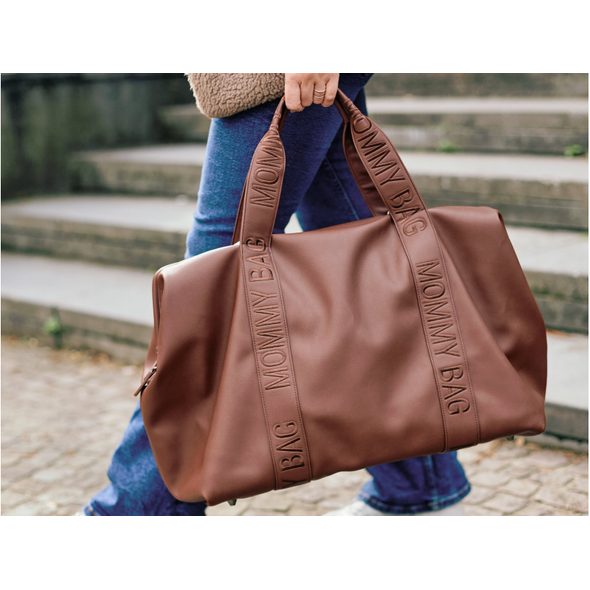 CHILDHOME PŘEBALOVACÍ TAŠKA MOMMY BAG SIGNATURE VEGAN LEATHER DARK BROWN - PŘEBALOVACÍ TAŠKY - KOČÁRKY A PŘÍSLUŠENSTVÍ