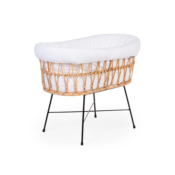 CHILDHOME KOŠÍK NA MIMINKO RATANOVÝ KOVOVÉ NOHY + MATRACE + POTAH JERSEY ECRU - KOŠÍKY A KOLÉBKY - SPINKÁNÍ