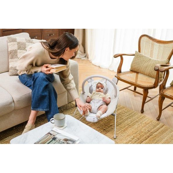 MOMI VIBRAČNÍ LEHÁTKO S MELODIEMI MOMI GLOSSY BÉŽOVÉ - LEHÁTKA A HOUPADLA - SPINKÁNÍ