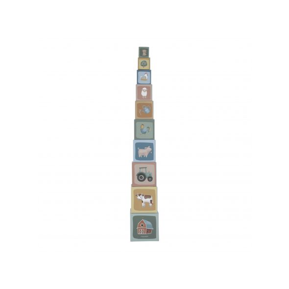 LITTLE DUTCH KOSTKY KOMÍN 10 KS FARMA - STOHOVACÍ HRAČKY - PRO DĚTI