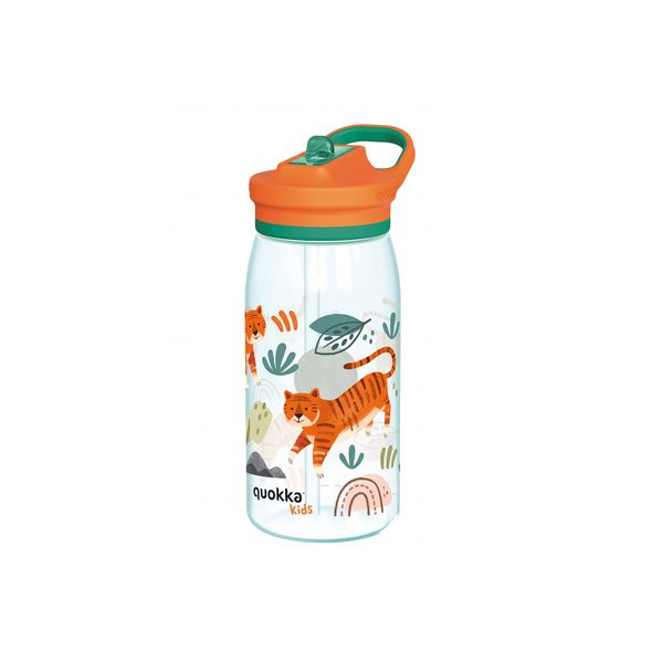 QUOKKA PLASTOVÁ LÁHEV S PÍTKEM GLOW KIDS TIGERS 580 ML - SPORTOVNÍ LAHVE - KRMENÍ