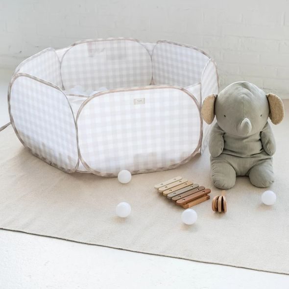 3 SPROUTS SUCHÝ BAZÉNEK RECYCLED GINGHAM/BEIGE - HRACÍ PODLOŽKY NA ZEM - SPINKÁNÍ