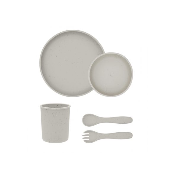 KIKKABOO JÍDELNÍ SADA 5-DÍLNÁ PLATINUM SILICONE SAND - VÝHODNÉ SADY - KRMENÍ