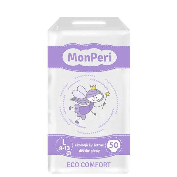 MONPERI ECO COMFORT L 8-13 KG - 50KS EKO JEDNORÁZOVÉ DĚTSKÉ PLENKY (VELIKOST 4) - JEDNORÁZOVÉ PLENY - PŘEBALOVÁNÍ