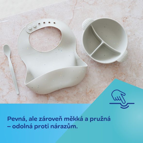 CANPOL BABIES SILIKONOVÁ DĚLENÁ MISKA S PŘÍSAVKOU DOTS 360ML RŮŽOVÁ - MISKY, TALÍŘKY A PODLOŽKY - KRMENÍ