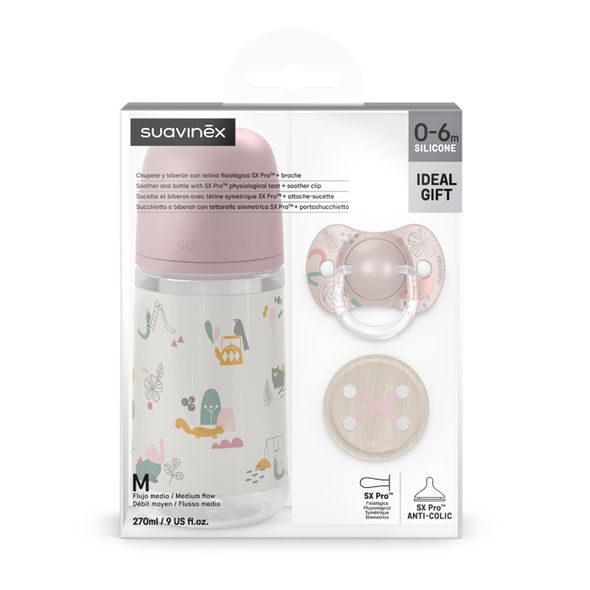 SUAVINEX SADA LÁHEV 270ML + DUDLÍK FYZIOLOGICKÝ 0/6M + KLIP WALK - KOJENECKÉ LAHVE - KRMENÍ