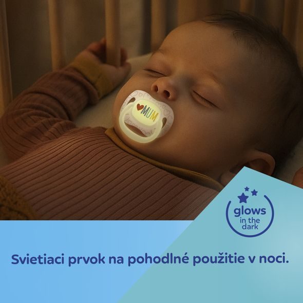CANPOL BABIES DUDLÍK SVÍTÍCÍ SILIKONOVÝ SYMETRICKÝ LOVE MUM&DAD 6-18M 2KS - ŠIDÍTKA A DOPLŇKY - KRMENÍ
