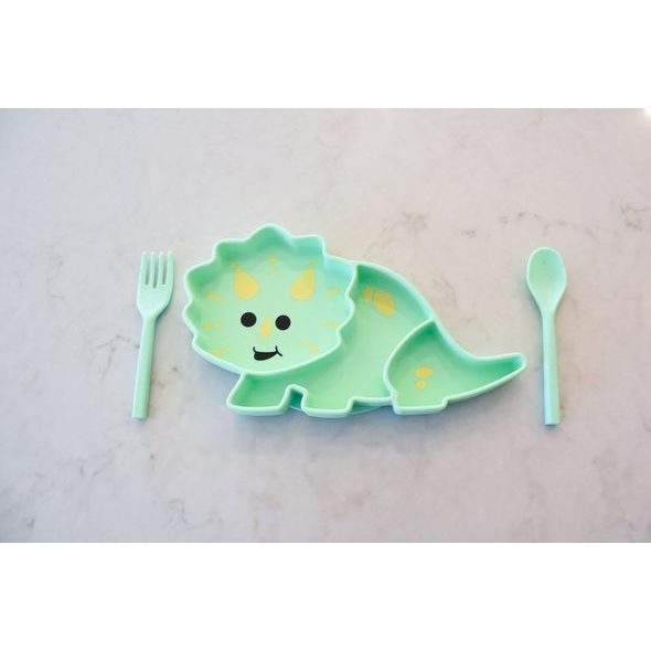 MELII SILIKONOVÝ DĚLENÝ TALÍŘEK S PŘÍSAVKOU - DINOSAUR - MISKY, TALÍŘKY A PODLOŽKY - KRMENÍ