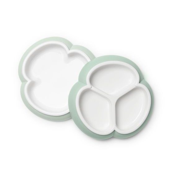 BABYBJÖRN SADA 2 TALÍŘKŮ PUDROVĚ ZELENÁ - MISKY, TALÍŘKY A PODLOŽKY - KRMENÍ